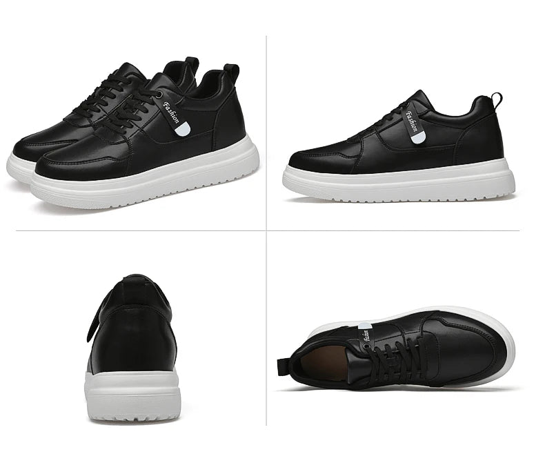 Big Size Lift Men Sneakers Elevator Shoes Heightening Height Increase Insole 7-8CM High Heels Shoes Genuine Leather Sport Shoes