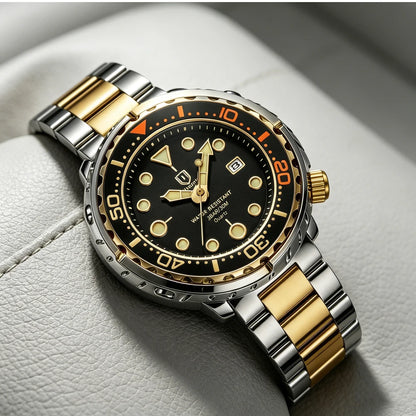 QINGXIYA Mens Watches Fashion Waterproof Luminous Date Rotating Dial High Quality Stainless Steel Luxury Brand Men Quartz Watch