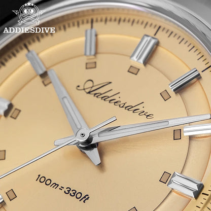 ADDIESDIVE – luksuzni analogni muški sat, kvarcni mehanizam VH31, zakrivljeno staklo, vodootporan do 10 bara, luminescentni premaz BGW9, čelično kućište – prilagodljivi model AD2515