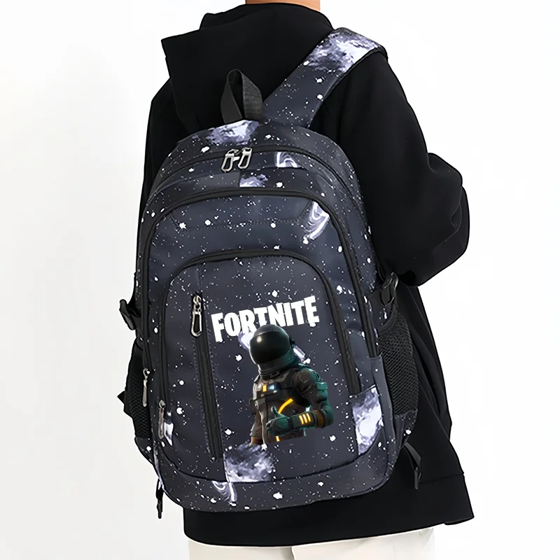 Fortnite Starry Sky Backpack Large Capacity Waterproof Laptop Bag Game Character Print Student Pack Boys and Girls Back to School Bag
