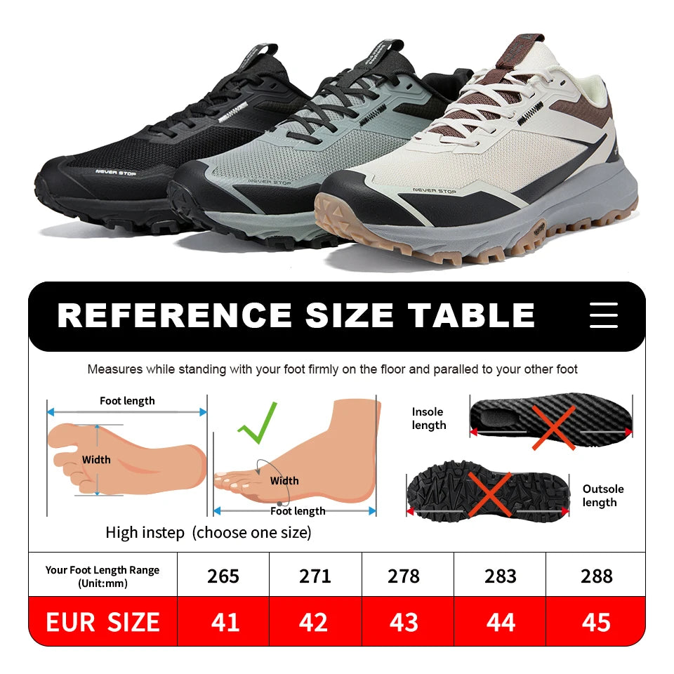 Baasploa Men Hiking Sneakers Outdoor Fashion Lightweight Breathable Shoes Male Casual Anti-Skid Wear-Resistant Climbing Shoes