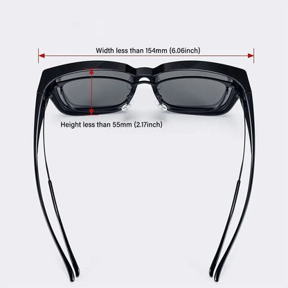 Polarized Fit Over Glasses Sunglasses Trendy Square Wrap Around Shades UV400 Protection Sun Glasses Can Be Worn Over Other Glass
