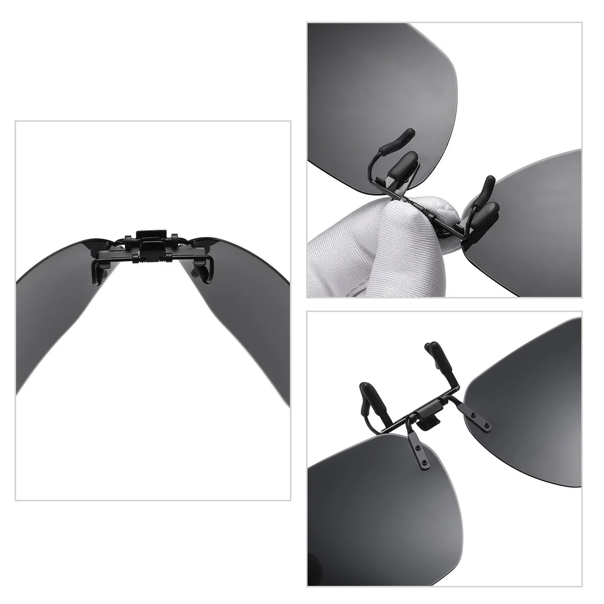 Clip On Flip Up Glasses Polarized Photochromic Sunglasses Lens Anti Glare UV400 Goggles Night Vision Yellow Driving Eyepiece