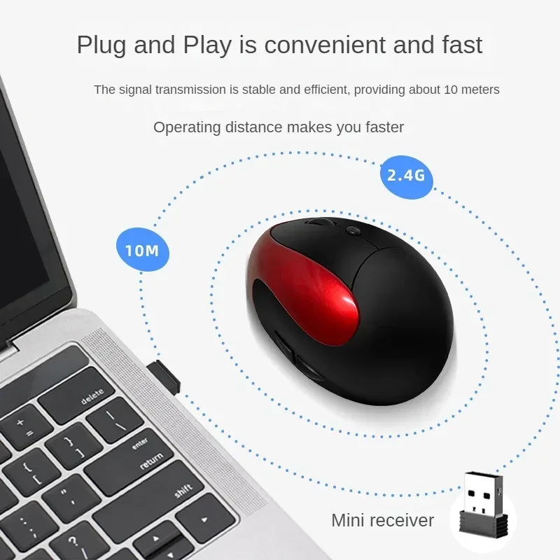 Mouse vertical ergonomic wireless reîncărcabil BTS-908, foarte popular, cu receptor USB 2.4G, DPI reglabil 1600 și 6 butoane