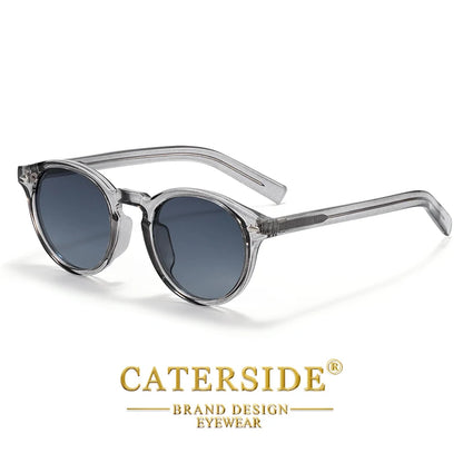 CATERSIDE Fashion Men's Polarized Sunglasses Round Tr-90 Frame TAC Lens Sun Glasses Women's Travel Outdoor Party Glasses