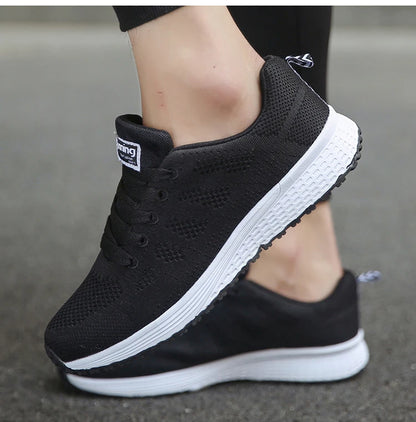 Women's Sneakers 2025 New Fashion Breathable Trainers, Comfortable Sneakers Mesh Fabric Lace-Up, Women's Tennis Shoes