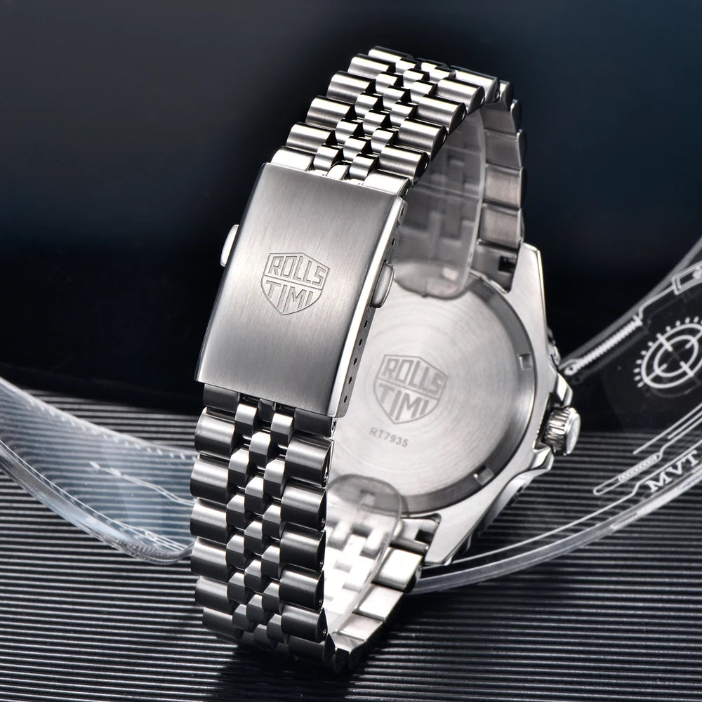 2026 RollsTimi New Men's Watches Luxury GMT Automatic Watch For Men Mechanical Wristwatch AR Sapphire Mirror Luminous Clock NH34