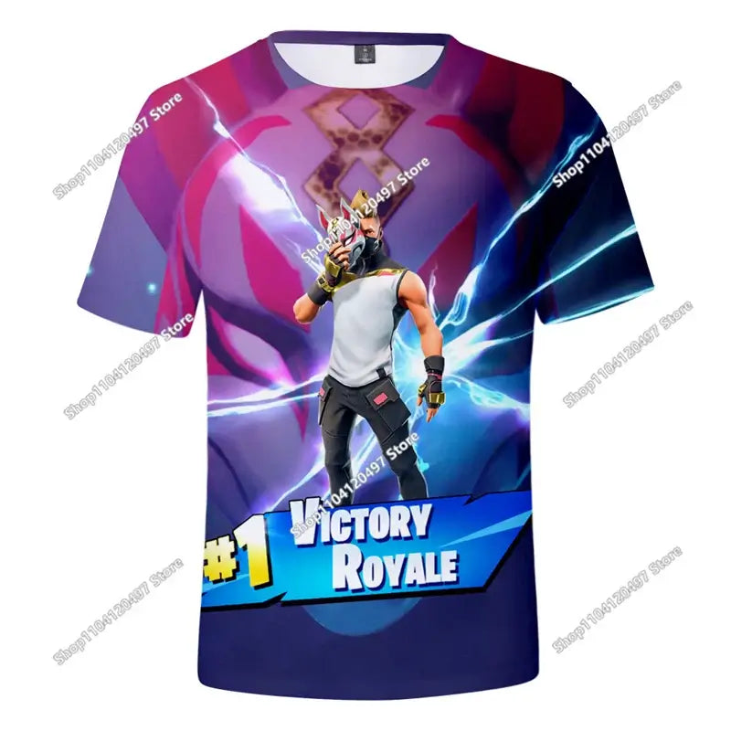 T-shirt 3D Halloween Peely per ragazzi e ragazze, maglietta natalizia Fortnite, Battle Royale Streetwear per bambini, Victory Game, T-shirt da uomo, abbigliamento