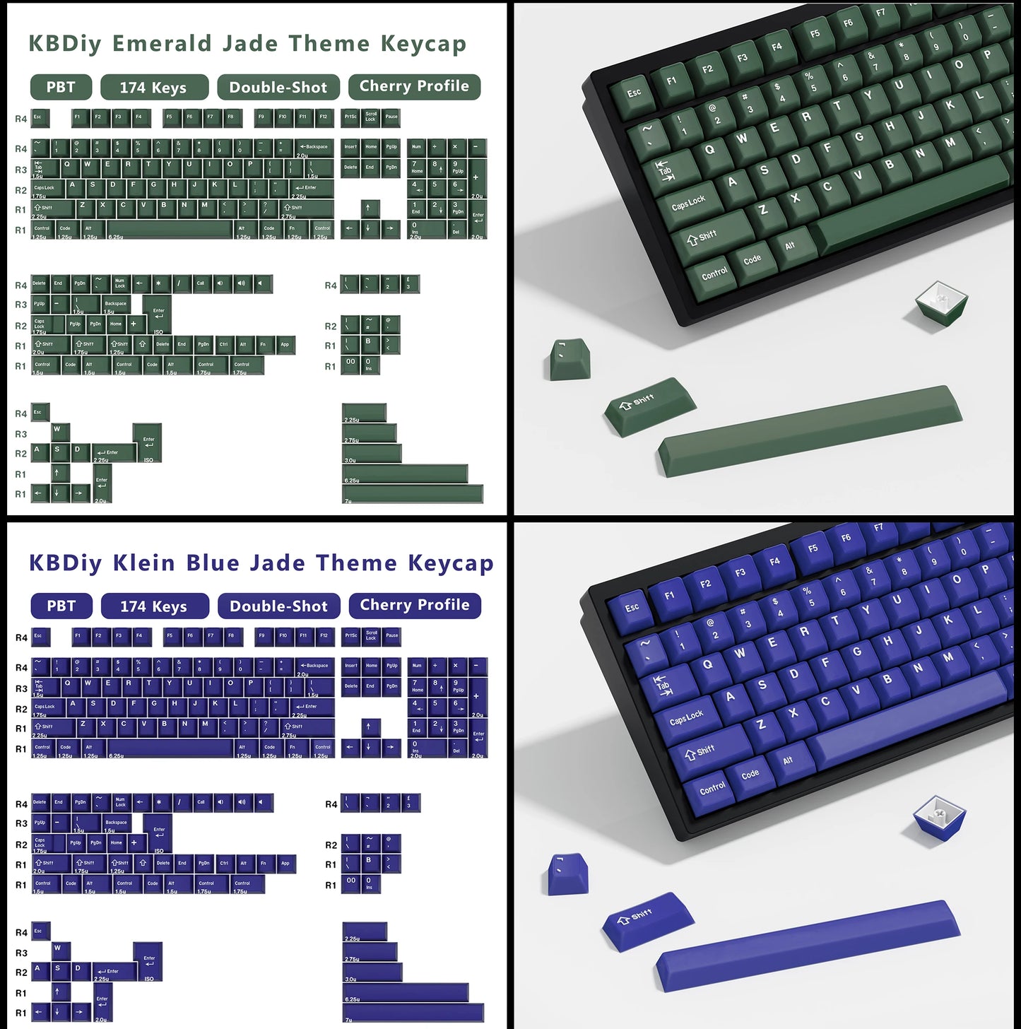KBDiy 174 Tasten/Set PBT GMK Apollo Tastenkappen, Double-Shot, minimalistisches ISO-Cherry-Profil, für mechanische Gaming-Tastaturen, Tastenkappen für MX