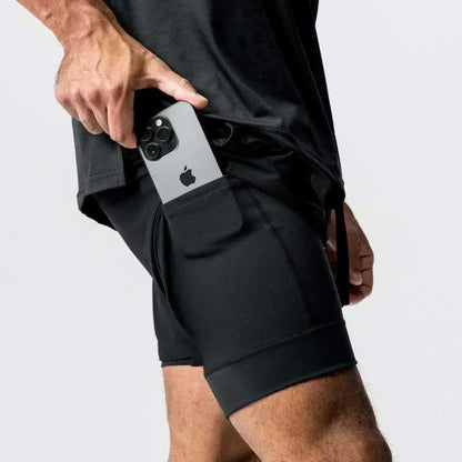 Produit gaming premium Fraquane, équipements gamer, Dragon Ball Men's Double-layer Shorts Son Goku Summer Japanese Anime Fake Two-piece Sports Fitness Quick-drying Shorts