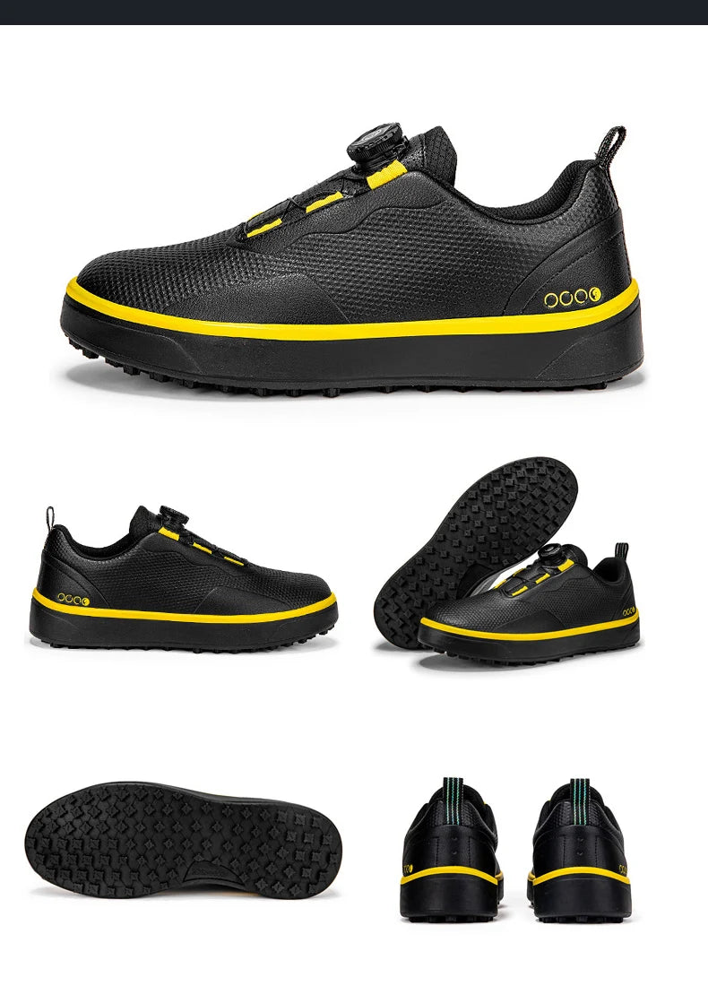 Couple Golf Shoes Men's White Waterproof Rotating Buckle Fitness Spikeless Non-slip Golf Golfer Training Golf Sneakers Women