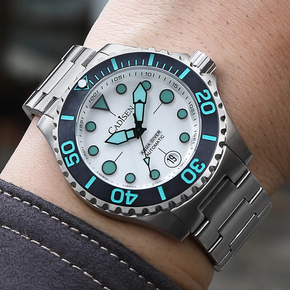NEW 2026 CADISEN AQUA DIVER Brand Luxury Men Watches Automatic Watch Japan 8215 100M Waterproof Luminous Mechanical Wristwatch