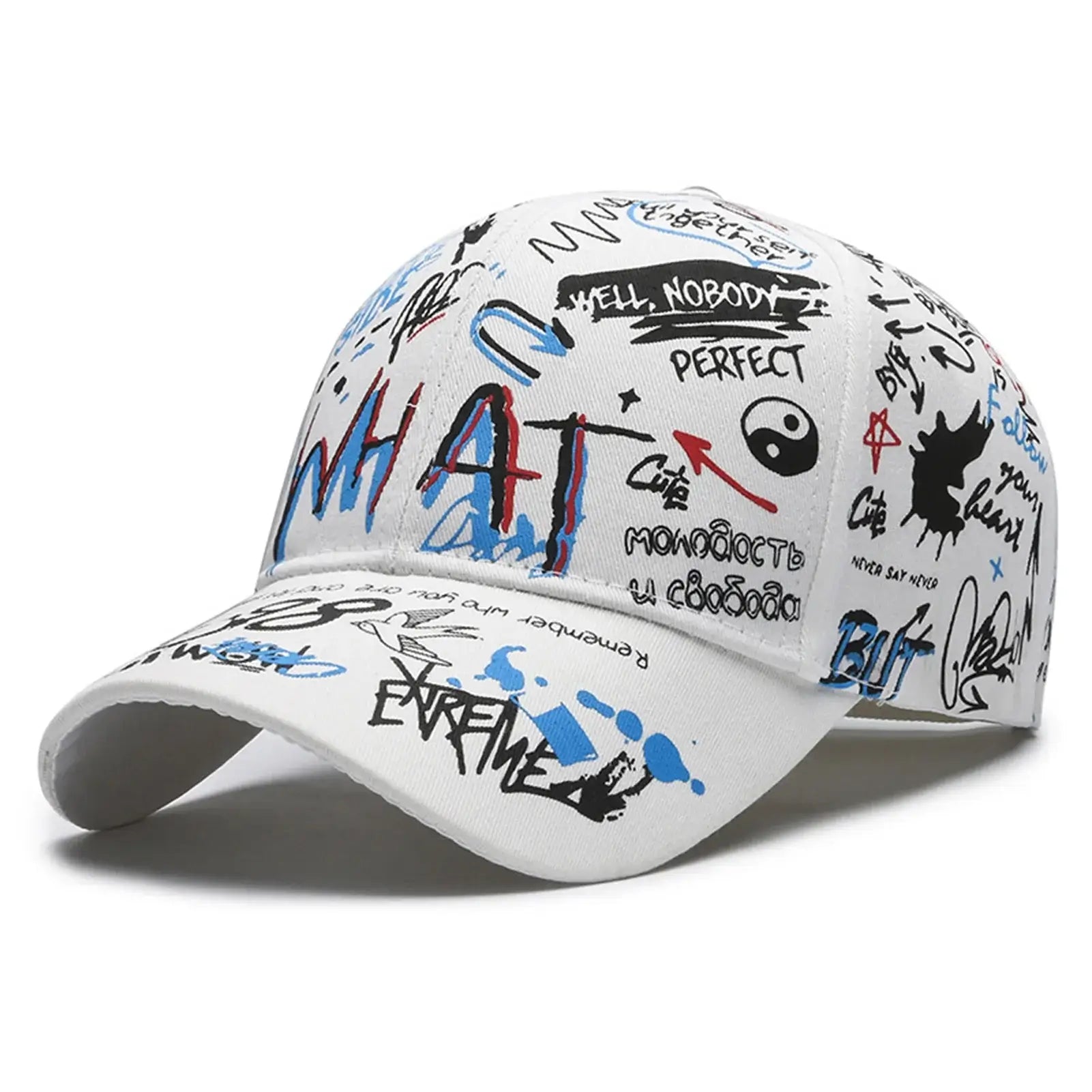 Produit gaming premium Fraquane Graffiti Print Baseball Cap Adjustable Sun Protection Breathable Hat for Outdoor Activities Fishing Camping