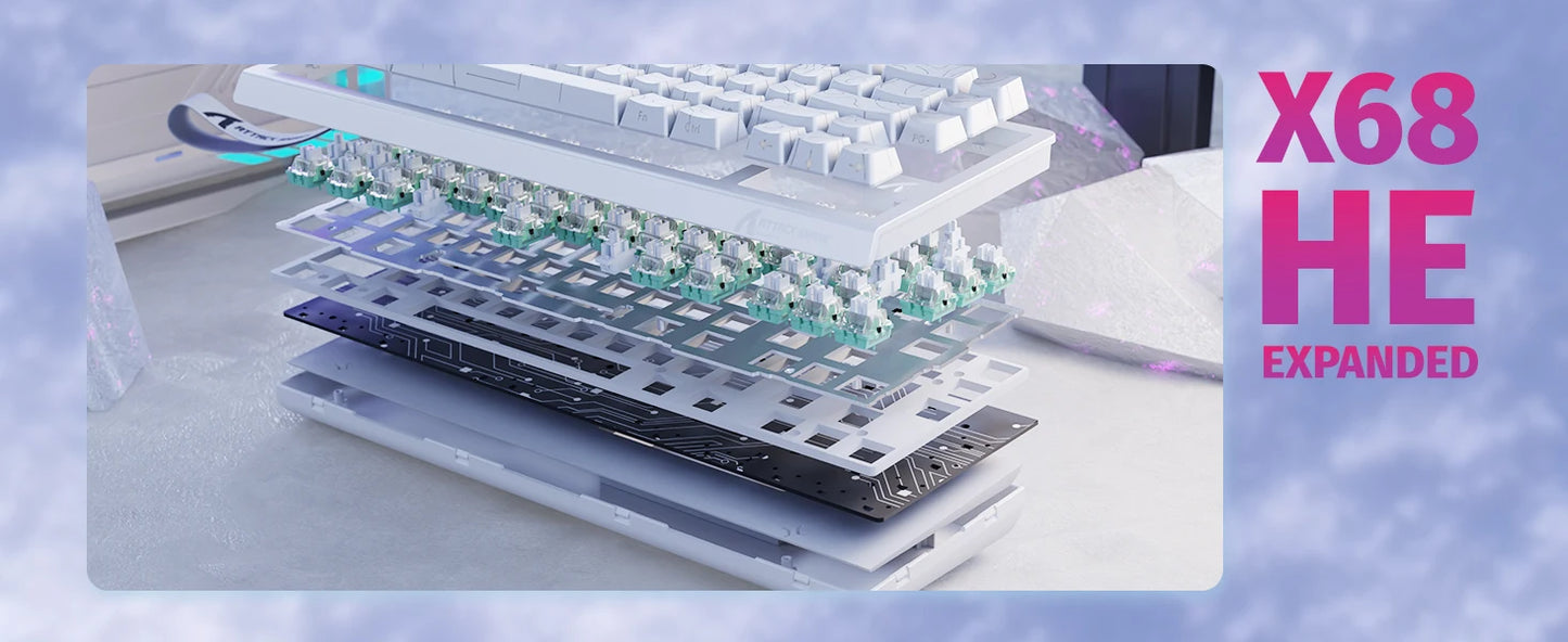 ATTACK SHARK X68 HE Rapid Trigger Mechanical Gaming Keyboard 60% Wired with Adjustable Actuation, Hall Effect Magnetic Switch, 8KH