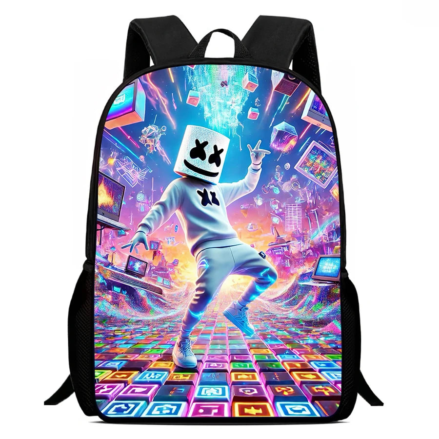 Mochila leve Fortnite Cartoon de 15 polegadas com alças ajustáveis para crianças, saco escolar diário para meninos e meninas dos 5 aos 9 anos