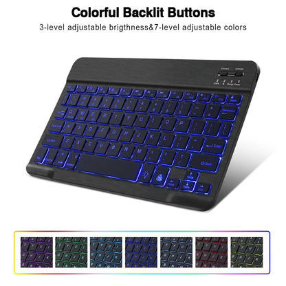 10inch Backlight Bluetooth Keyboard Mouse For IOS Android Windows, Backlit Keyboard For iPad, Wireless Keyboard For Samsung Tablet