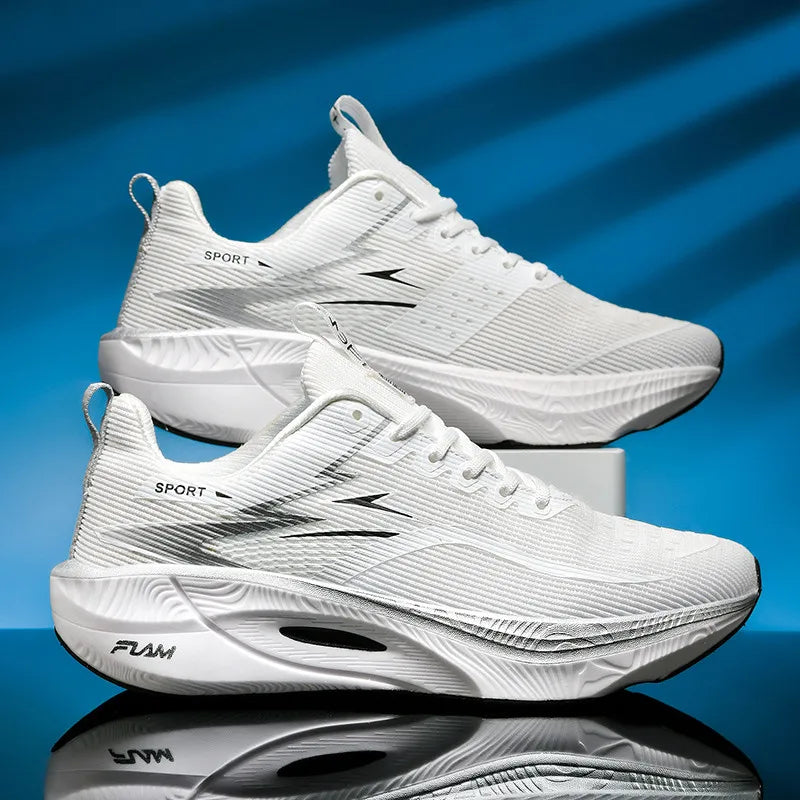 Scarpe sportive da running Marathon da uomo, con piastra in carbonio, cuscino d’aria, traspiranti e leggere, sneakers atletiche da donna comode e antiscivolo