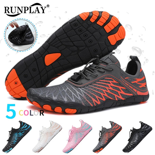 Men's Water Shoes and Women's Beach Barefoot Aqua Shoes, Quick-Dry Swimming, Wading Sports Sneakers for Upstream Boating, Fishing, Surfing