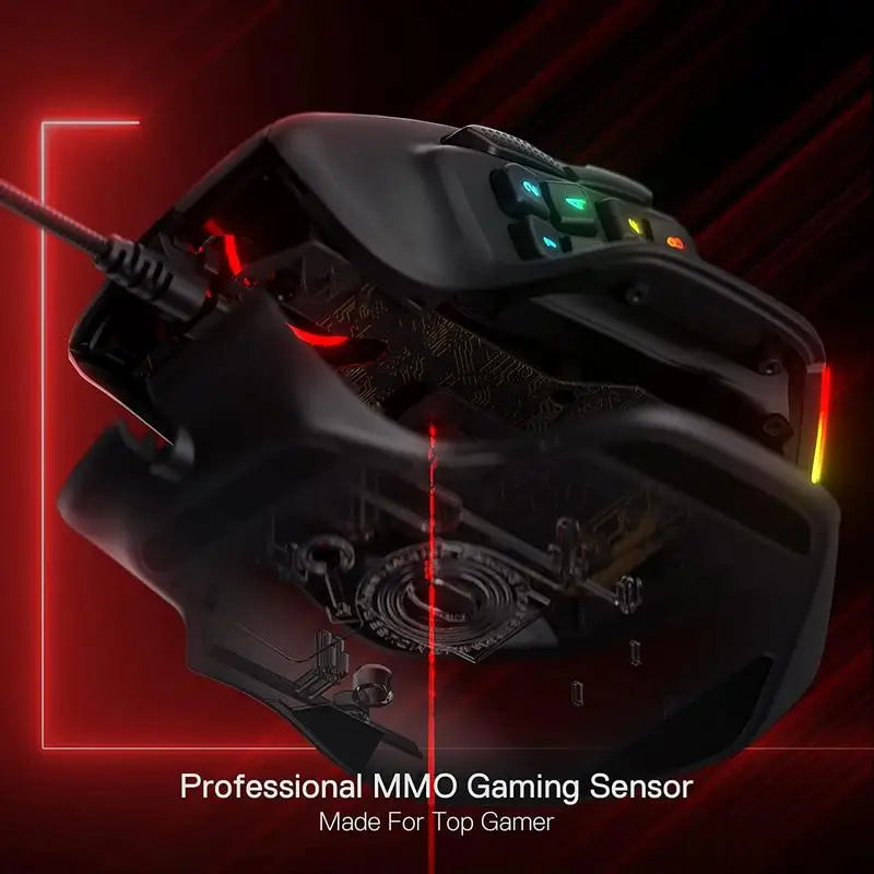 Redragon M811 Aatrox MMO Gaming Mouse, Wired RGB Gaming Mouse with 15 Programmable Buttons, 12400 DPI Ergonomic Optical Gamer Mouse