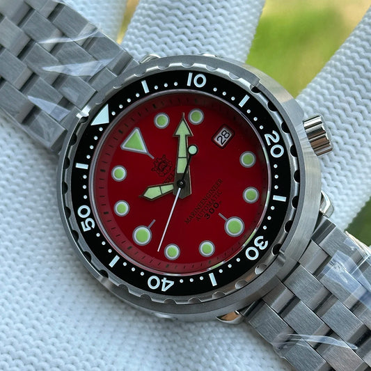 STEELDIVE Popular SD1975 47.5MM Case Red Dial 300M Waterproof AR Sapphire Glass Tuna Dive Mens  NH35 Automatic Watches for You