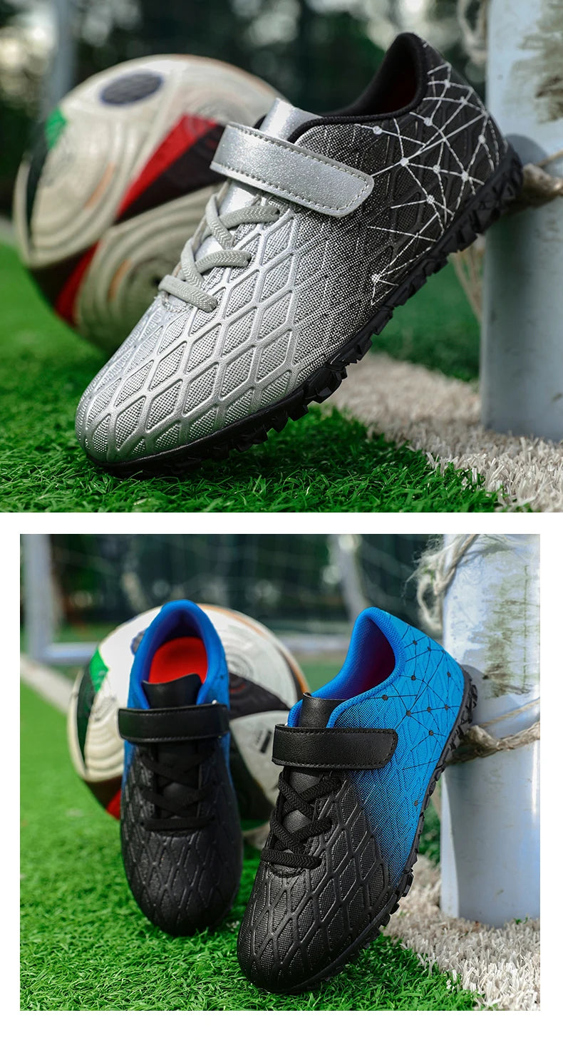 Vyriški futbolo bateliai, mergaičių futbolo bateliai su spygliais, lauko rungtynėms ir treniruotėms skirti sportiniai futbolo bateliai su ilgais spygliais, patogūs, kvėpuojantys, berniukams, neslystantys