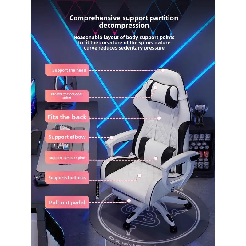 Sedia e-sport da uomo confortevole per sessioni prolungate, sedia da computer reclinabile per il relax, schienale
