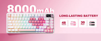 YUNZII B75 PRO MAX Wireless Mechanical Keyboard, QMK/VIA Custom 75% Gaming Keyboard with Screen&Knob, Creamy Sounds for Win/Mac