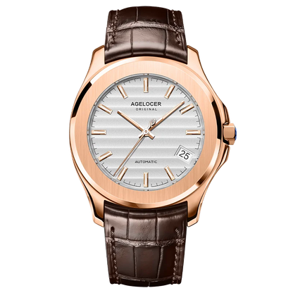 AGELOCER Original Baikal Watch Men's Luxury Gold Watch Big Calendar Business Automatic Mechanical Watch Birthday Gift