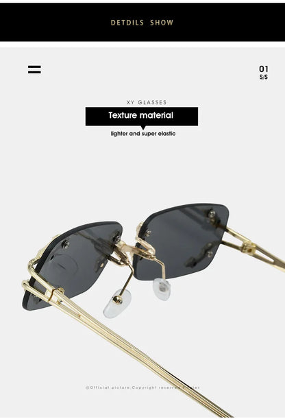 Y2K Rimless Square Star Sunglasses for Women Fashion Vintage Silver Hip Hop Driving UV400 Eyewear Alloy Frame Outdoor Men Punk