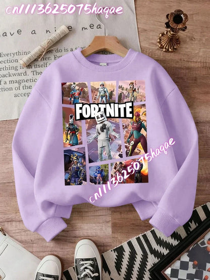 Fortnite Children Long-Sleeved Girls Streetwear Boys Baby Sweatshirt Pullover Sweatshirt Anime Fashion Kid Clothing Tops Gift