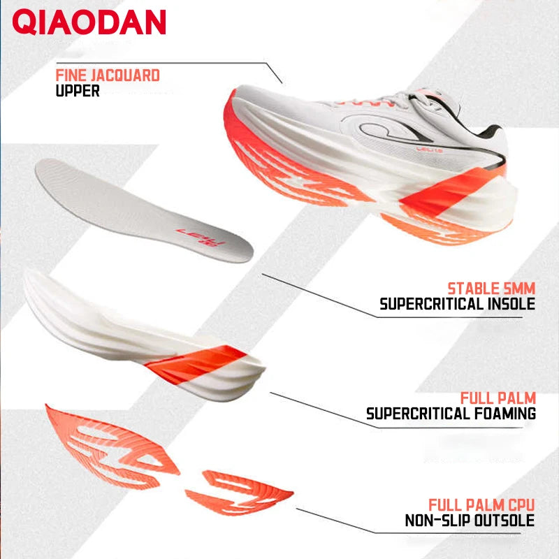 QIAODAN TG1.0 Marathon-wedstrijdschoenen voor heren, schokdempend, met hoge veerkracht, voor langeafstandstraining, hardloopschoenen QDB023253285