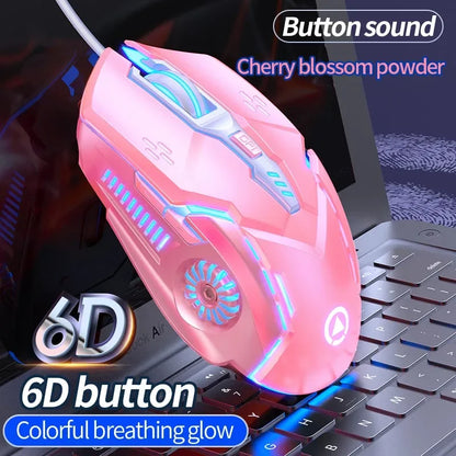 YINDIAO Ergonomic Wired Gaming Mouse RGB Mute Mouse LED Backlit 3200dpi 6 Button G5 USB Mechanical Mouse For PC Laptop Computer