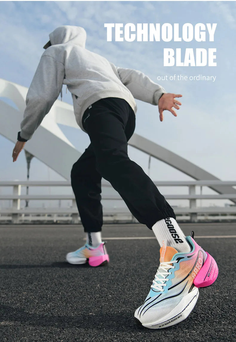 Men's Running Shoes Carbon Plate Racing Marathon Athletic Shoes Cushioned Comfortable Road Sneakers Teenage Training Shoes