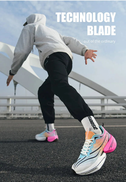 Men's Running Shoes Carbon Plate Racing Marathon Athletic Shoes Cushioned Comfortable Road Sneakers Teenage Training Shoes