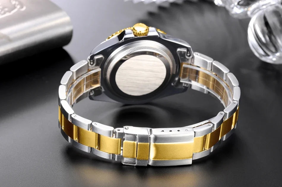 Automatic Men's Watch Mechanical Movement Stainless Steel Gold Silver Green Red Dial Date Strong Luminous Luxury Watches