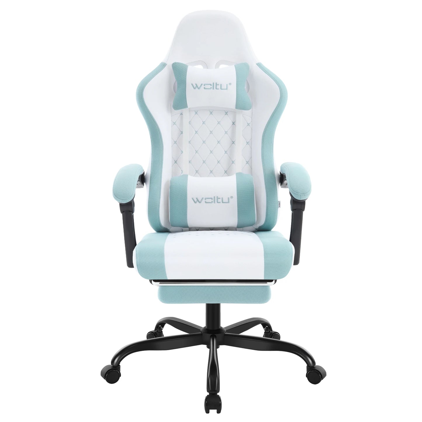 WOLTU Swivel Computer Chair with Massage Function Ergonomic Office Chair with Pillow & Footrest Height Adjustable Gaming Chair