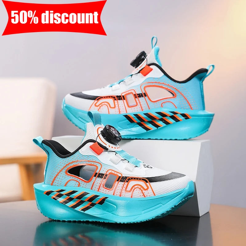 Children's Running Shoes Comfortable Mesh Boys Outdoor Training Shock-Absorbing Tennis Shoes New Hollow Breathable Casual Shoes