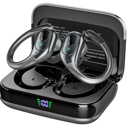 Écouteurs sportifs TWS Bluetooth 6.0 HIFI Bass, écouteurs sans fil avec bouton LED, écouteurs mains libres, suppression du bruit, casque étanche