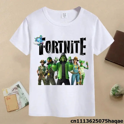 Summer Fortnite Children T-shirt Cartoon Game Figure Printed T-shirt Boys Casual Sports T-shirt Short Sleeves Kids Clothing