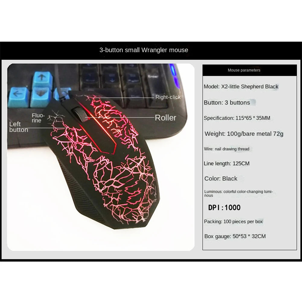 Mouse da gaming cablato USB 2400 DPI con retroilluminazione LED, mouse professionale per gamer, ergonomico, per PC, laptop e MacBook