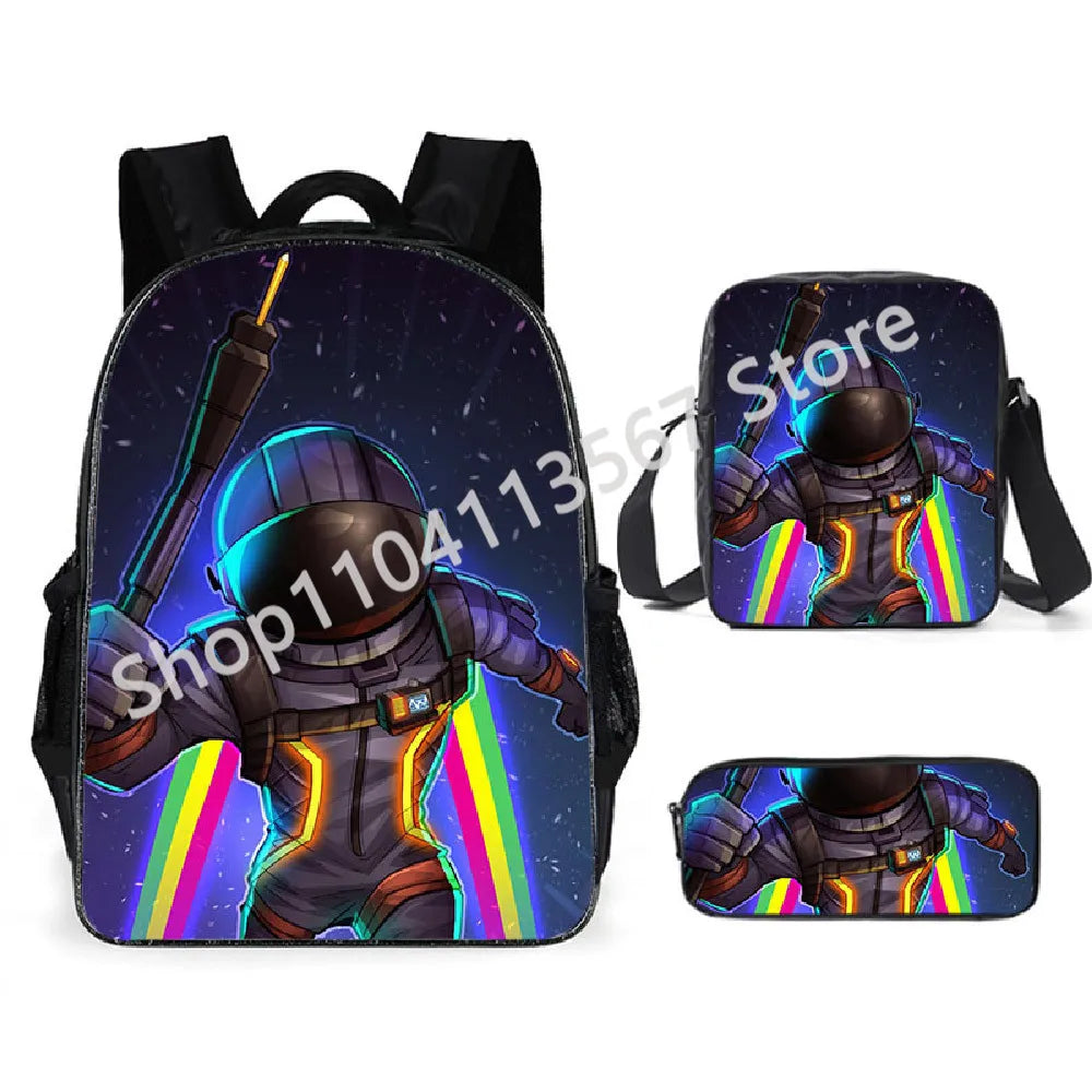 Fortnite Kids 3pcs Backpack Set Women Backpacks Office Stationary for Teenage Girls Boys Laptop Backpack Casual Travel Rucksack