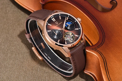 PAGANI DESIGN – luksuzni mehanički sat za muškarce, 41 mm, safirno staklo, kožni remen, vodootporan, u pilotskom stilu, s turbiljonom i fazama mjeseca