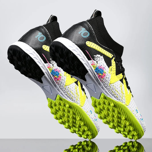Professional Soccer Shoes TF Broken Nail Teenagers Durable Looking High Tops Training Shoes Adult Outdoors Non-Slip Football Shoes