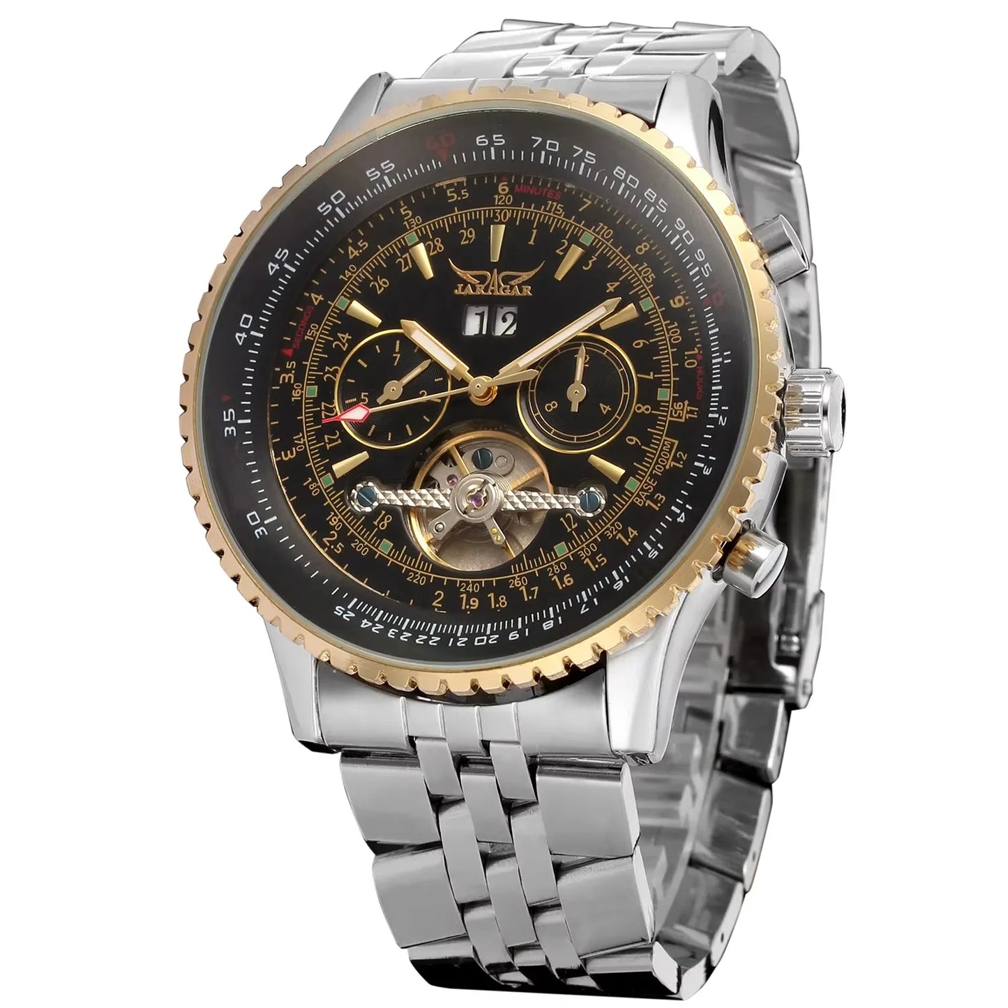 Jaragar 50MM Automatic Mechanical Watch for Men, Multifunctional, Date Month Week Display, 3ATM Waterproof, Business Casual Style