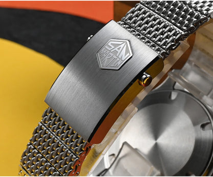 San Martin Original Design Diver 39.5mm V2 Men Watch NH35 Automatic Mechanical Watch Milanese Bracelet Waterproof 200m Luminous