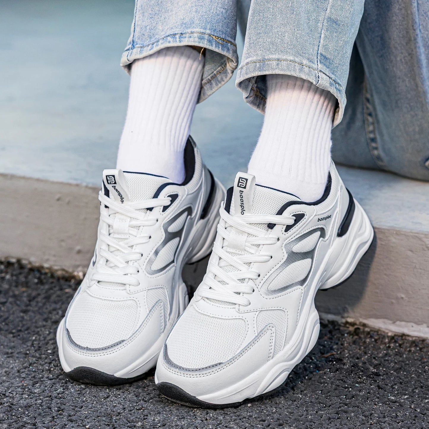 Baasploa Women's Walking Shoes Lightweight Mesh Breathable Sport Shoes Comfortable Soft Leather Casual Sneakers