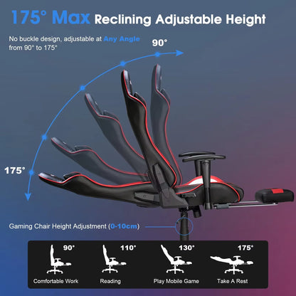 GC-RC03 Massage Gaming Chair Ergonomic Office Chair with Footrest, 7-Point Vibration Massage, Adjustable Height, Reclining Lumbar Support Seat