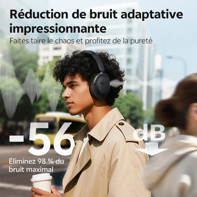 Auriculares circumaurales QCY H3S ANC Bluetooth 6.0 – Audio espacial Hi-Res LDAC, cancelación de ruido adaptativa de -56dB, auriculares inalámbricos