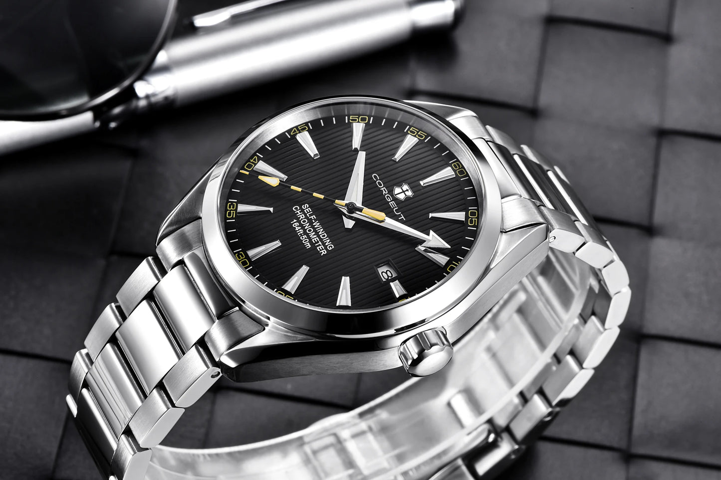 Luxury NH35 Corgeut Watch Men's 41mm Sport Clock Automatic Mechanical Wristwatch Sapphire Steel Band