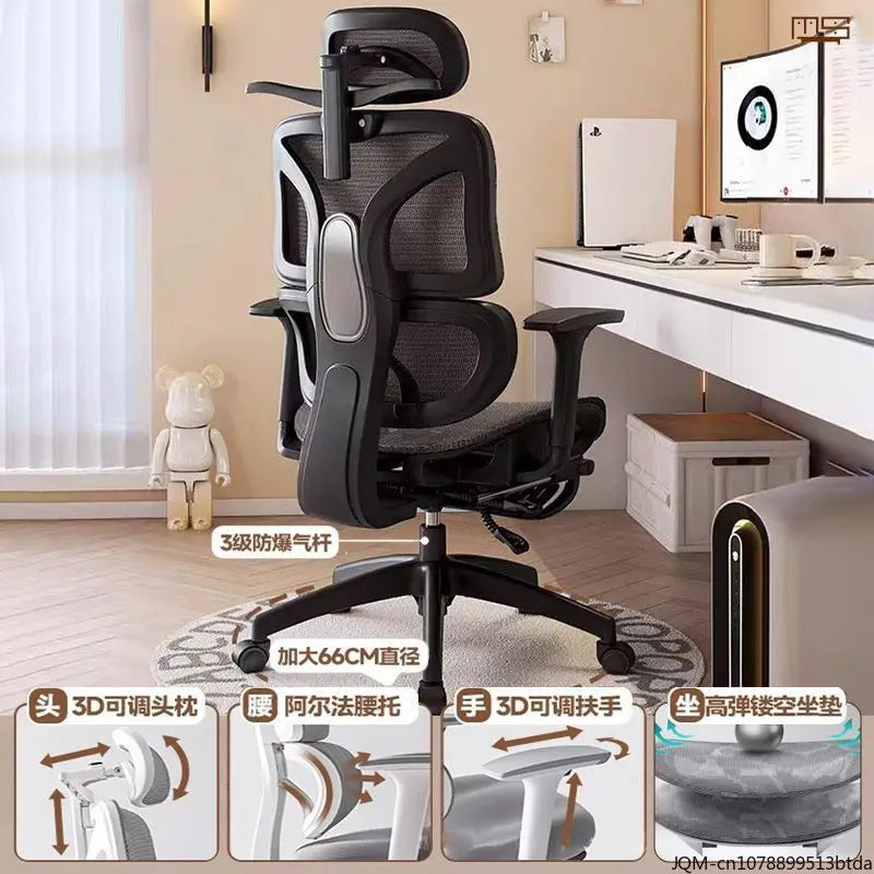Sedia da studio ergonomica e confortevole, supporto lombare per lunghi periodi da seduti, sedia regolabile in altezza, sedia da ufficio girevole per computer a casa